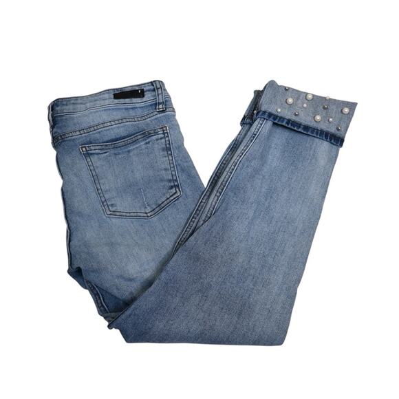 Kut from the Kloth Womens 6 Catherine Boyfriend Pearl Bead Embellished Crop Jean - Picture 3 of 11